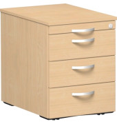 Rollcontainer Flex S-530151-BU Holz buche, 3 normale Schubladen, mit extra Utensilienauszug, abschließbar