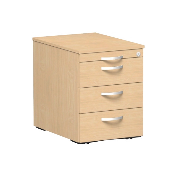 4038933060484 - Rollcontainer Flex S-530151-BU Holz buche 3 normale Schubladen mit extra Utensilienauszug abschließbar 4038933060484 Geramöbe
