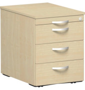 Rollcontainer S-530151-AA Flex, ahorn, 4 Schubladen, Dreischicht-Feinspan, Melaminharz beschichtet, abschlie&szlig;bar