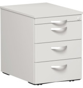 Rollcontainer Flex S-530151-LG Holz lichtgrau, 3 normale Schubladen, mit extra Utensilienauszug, abschließbar