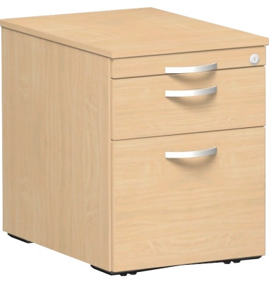 Rollcontainer Flex S-530152-BU Holz buche, 1 normale Schublade, mit extra Hängeregisterauszug, mit extra Utensilienauszug, absc