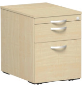 Rollcontainer S-530152-AA Flex, ahorn, 3 Schubladen, Dreischicht-Feinspan, Melaminharz beschichtet, abschlie&szlig;bar