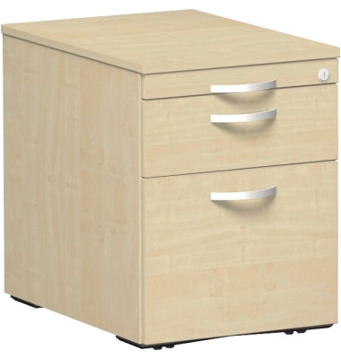 Rollcontainer Flex S-530152-AH Holz ahorn, 1 normale Schublade, mit extra Hängeregisterauszug, mit extra Utensilienauszug, absc