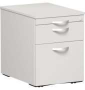 Rollcontainer Flex S-530152-LG Holz lichtgrau, 1 normale Schublade, mit extra Hängeregisterauszug, mit extra Utensilienauszug, 