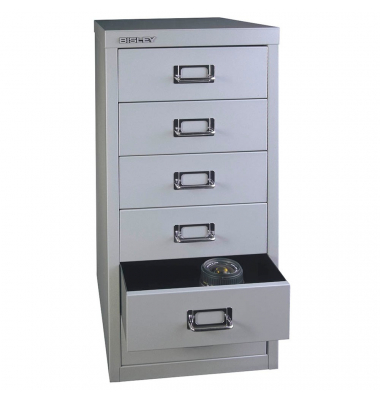 Schubladenschrank MultiDrawer™ 29er Serie L296355, Stahl, 6 Schubladen (Vollauszug), A4, 38 x 59 x 27,8 cm, silber