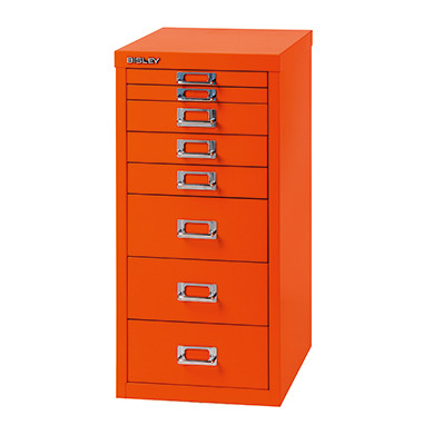 Schubladenschrank MultiDrawer™ 29er Serie L298603, Stahl, 8 Schubladen (Vollauszug), A4, 38 x 59 x 27,8 cm, orange