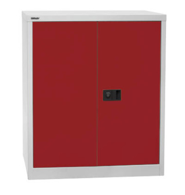 Aktenschrank Universal E402A01506, Stahl abschließbar, 2 OH, 91,4 x 100 x 40 cm, rot/lichtgrau