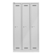Spind MonoBloc ML09T1645, Metall, 3 Abteile mit 3 Fächern, abschließbar, 90x170cm (BxH), lichtgrau
