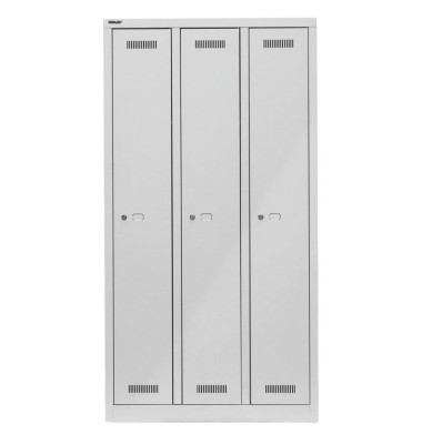Spind MonoBloc ML09T1645, Metall, 3 Abteile mit 3 Fächern, abschließbar, 90x170cm (BxH), lichtgrau