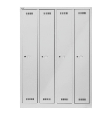 Spind MonoBloc ML11Q1645, Metall, 4 Abteile mit 4 Fächern, abschließbar, 118,3x170cm (BxH), lichtgrau