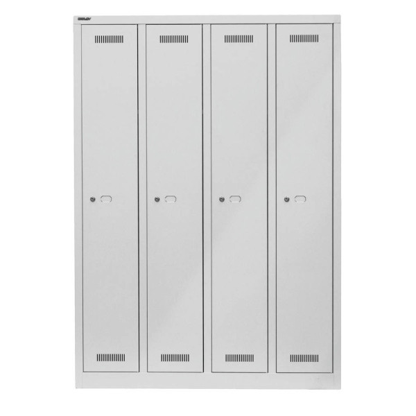 5020073810882 - Spind MonoBloc ML11Q1645 Metall 4 Abteile mit 4 Fächern abschließbar 1183x170cm (BxH) lichtgrau 5020073810882 Bisley