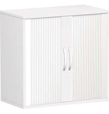 Aktenschrank Flex S-382117-SW, Kunststoff/Holz abschließbar, 2 OH, 80 x 79,8 x 42,5 cm, silber/weiß