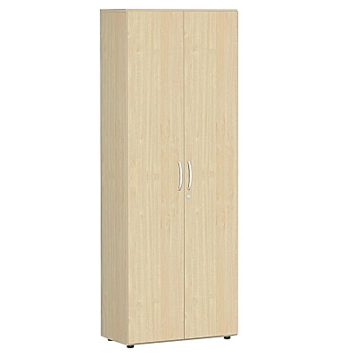 Akten-/Garderobenschrank Flex S-386128AA, Holz abschließbar, 2 OH, 80 x 216 x 42 cm, ahorn