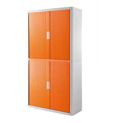 Aktenschrank easy Office E2CT0010100063, Kunststoff/Stahl abschließbar, 4 OH, 110 x 204 x 41,5 cm, orange/weiß