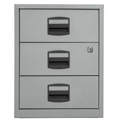 Rollcontainer PFA PFAM3S355 Metall silber, 3 normale Schubladen, abschlie&szlig;bar