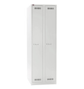Spind Light GL06D1245, Metall, 2 Abteile mit 2 Fächern, abschließbar, 60x185cm (BxH), lichtgrau