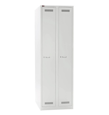 Spind Light GL06D1245, Metall, 2 Abteile mit 2 Fächern, abschließbar, 60x185cm (BxH), lichtgrau