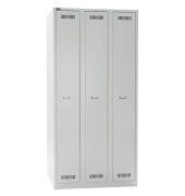 Spind Light GL09T1245, Metall, 3 Abteile mit 3 Fächern, abschließbar, 90x185cm (BxH), lichtgrau
