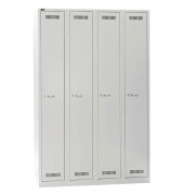 Spind Light GL12Q1245, Metall, 4 Abteile mit 4 Fächern, abschließbar, 120x185cm (BxH), lichtgrau