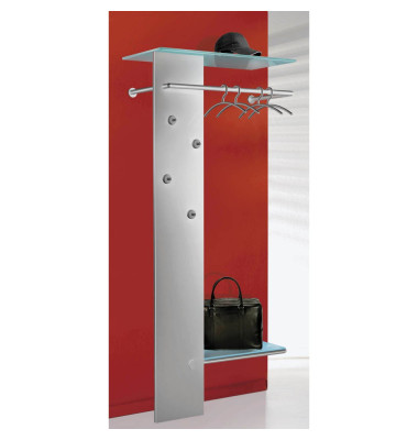 Garderobenständer Kent 6765, mit 4 Haken, mit Hutablage, mit Schuhablage, Glas, silber Garderobenständer Kent 6765, mit 4 Haken, mit Hutablage, mit Schuhablage, Glas, silber