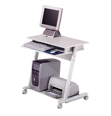 Computertisch Zeta, 79cm (H), 80x50cm (BxT), rechteckig, lichtgrau / silber