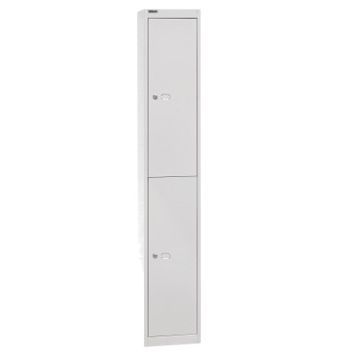 Spind, Metall, 1 Abteil mit 2 Fächern, abschließbar, 30,5x180,2cm (BxH), lichtgrau Spind, Metall, 1 Abteil mit 2 Fächern, abschließbar, 30,5x180,2cm (BxH), lichtgrau