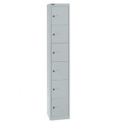 Schließfachschrank, Metall, 1 Abteil mit 6 Fächern, abschließbar, 30,5x180,2cm (BxH), lichtgrau