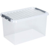 Aufbewahrungsbox Q-line H6163402, 72 Liter mit Deckel, für A4 Ordner, außen 600x400x420mm, Kunststoff transparent