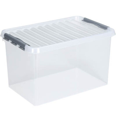 Aufbewahrungsbox Q-Line H6163402, 72 Liter, mit Deckel, au&szlig;en 600x400x420mm, Kunststoff transparent