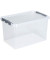 Aufbewahrungsbox Q-line H6163402, 72 Liter mit Deckel, für A4 Ordner, außen 600x400x420mm, Kunststoff transparent