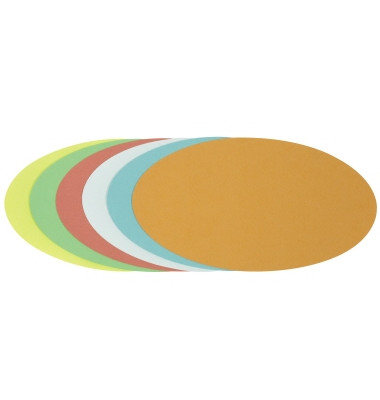 Moderationskarten 4878, Ø 11x19cm, oval, 130g, farbig sortiert Moderationskarten 4878, Ø 11x19cm, oval, 130g, farbig sortiert