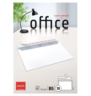 Versandtaschen Office 7449512, lange Seite offen, B5, ohne Fenster, haftklebend, 100g, weiß