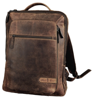 Notebookrucksack JESTER Rei&szlig;verschluss Leder braun