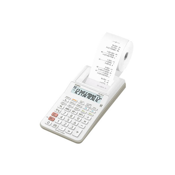 4549526612671 - HR-8RCE-WE Druckender Tischrechner Weiß Display (Stellen) 12 batteriebetrieben netzbetrieben (Optional) (B x H x T) 102 x 42 x 209 mm