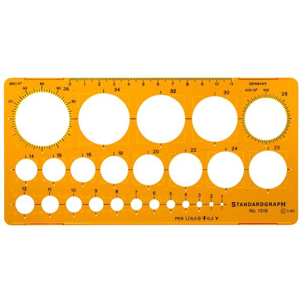 4014509003130 - Kunststoff-Kreisschablone 1316 orange-transparent Ø 1-36mm 25 Kreise 4014509003130 - Kunststoff-Kreisschablone 1316 orange-transparent Ø 1-36mm 25 Kreise