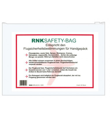 Flugsicherheitsbeutel 2230 Safety-Bag transparent 250x170mm
