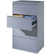 H&auml;ngeregistraturschrank 11934-312/7035, lichtgrau, 4 Schubladen, 2-bahnig