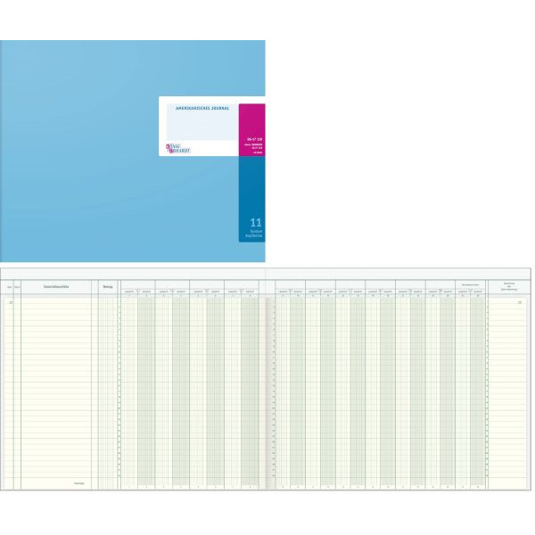4014149154407 - Spaltenbuch 86-17119 Amerikanisches Journal 353x297mm 48 Blatt   96 Seiten mit Kopfleiste 11 Doppelkonten über 2 Seiten pag