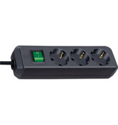 Steckdosenleiste 1152900 Eco-Line, 3-fach, schwarz