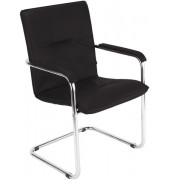 Besucherstuhl , schwarz / silber, mit Armlehnen, Freischwinger
