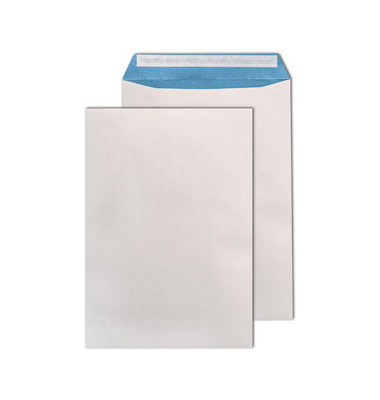 Versandtaschen B4 ohne Fenster haftklebend fadenverstärkt 140g weiß/blau