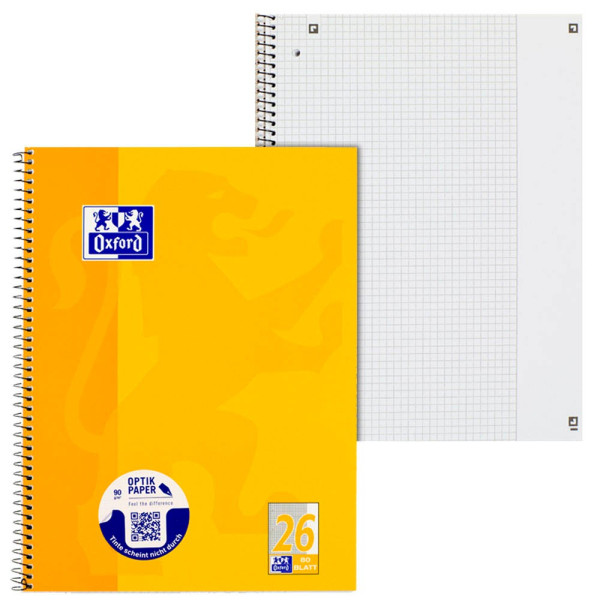 4006144921269 - Collegeblock 100050356 Schule Lineatur 26   kariert mit weißem Rand A4+ 90g gelb 80 Blatt 4006144921269 Oxford