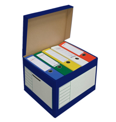 Archivcontainer Deckelbox Color 206102, A4, weiß/blau, Wellpappe