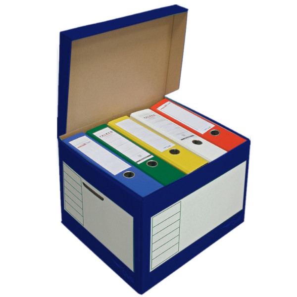 9008522010447 - Archivcontainer Deckelbox Color 206102 A4 weiß blau innen 33x39x29cm (TxBxH) Wellpappe 9008522010447 10 Stück