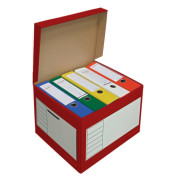 Archivcontainer Deckelbox Color 206103, A4, wei&szlig;/rot, innen 33x39x29cm (TxBxH), Wellpappe
