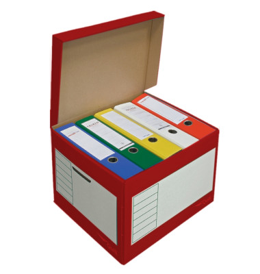 Archivbox, 43l, Wellp., Klappdeckel, 41x35x30cm, i: 39x33x29cm, rot