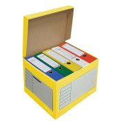 Archivcontainer Deckelbox Color 206105, A4, wei&szlig;/gelb, innen 33x39x29cm (TxBxH), Wellpappe