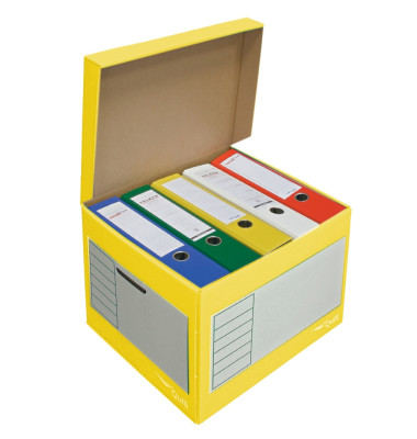 Archivcontainer Deckelbox Color 206105, weiß/gelb, Wellpappe