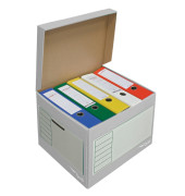 Archivcontainer Deckelbox Color 206107, A4, wei&szlig;/grau, innen 33x39x29cm (TxBxH), Wellpappe