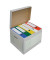 Archivcontainer Deckelbox Color 206107, A4, wei&szlig;/grau, innen 33x39x29cm (TxBxH), Wellpappe